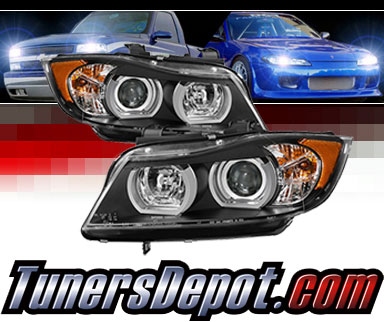 Sonar® Light Bar DRL Projector Headlights (Black) - 07-08 BMW 328xi 4dr E90/E91