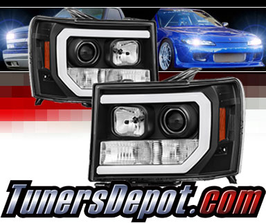 Sonar® Light Bar DRL Projector Headlights (Black) - 07-13 GMC Sierra (Incl. Denali & Hybrid)
