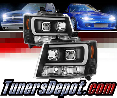 Sonar® Light Bar DRL Projector Headlights (Black) - 07-14 Chevy Suburban (Version 2)