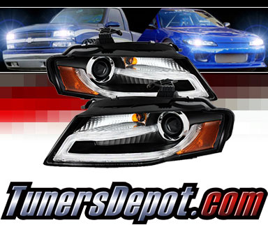 Sonar® Light Bar DRL Projector Headlights (Black) - 09-12 Audi A4 (w/ HID Only)