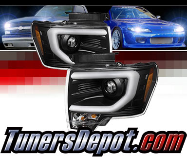 Sonar® Light Bar DRL Projector Headlights (Black) - 09-14 Ford F150 F-150