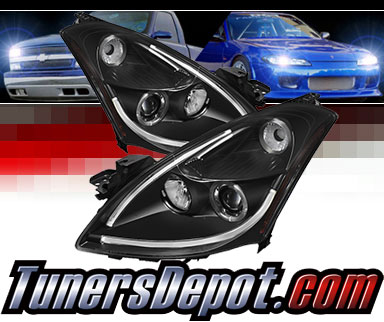 Sonar® Light Bar DRL Projector Headlights (Black) - 10-12 Nissan Altima 4dr