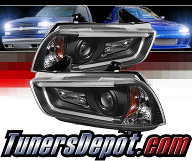 Sonar® Light Bar DRL Projector Headlights (Black) - 11-14 Dodge Charger