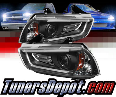 Sonar® Light Bar DRL Projector Headlights (Black) - 11-14 Dodge Charger (w/ HID Only)