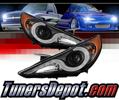 Sonar® Light Bar DRL Projector Headlights (Black) - 11-14 Hyundai Elantra