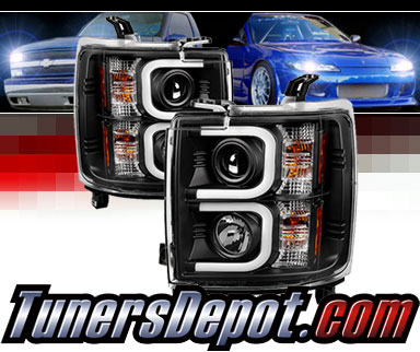 Sonar® Light Bar DRL Projector Headlights (Black) - 14-15 Chevy Silverado 2500 HD/3500 HD