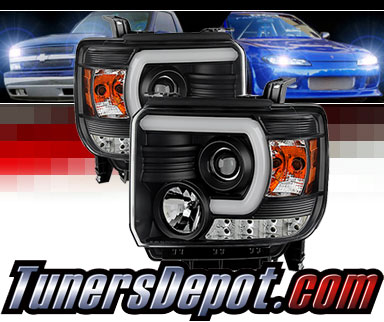 Sonar® Light Bar DRL Projector Headlights (Black) - 14-15 GMC Sierra (w/ Factory LED DRL)