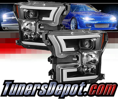 Sonar® Light Bar DRL Projector Headlights (Black) - 15-17 Ford F150 F-150