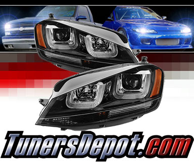 Sonar® Light Bar DRL Projector Headlights (Black) - 15-17 VW Volkswagen Golf