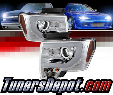 Sonar® Light Bar DRL Projector Headlights (Chrome) - 09-14 Ford F150 F-150