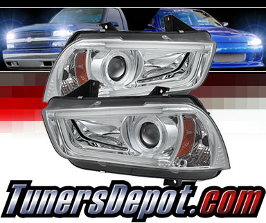 Sonar® Light Bar DRL Projector Headlights (Chrome) - 11-14 Dodge Charger