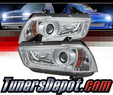 Sonar® Light Bar DRL Projector Headlights (Chrome) - 11-14 Dodge Charger (w/ HID Only)