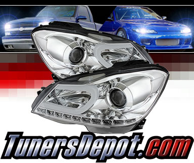 Sonar® Light Bar DRL Projector Headlights (Chrome) - 12-14 Mercedes Benz C63 AMG 2/4dr W204