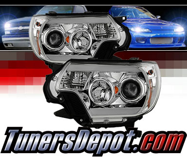 Sonar® Light Bar DRL Projector Headlights (Chrome) -  12-15 Toyota Tacoma