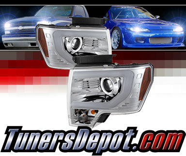 Sonar® Light Bar DRL Projector Headlights (Chrome) - 13-14 Ford F150 F-150 (w/ HID Only)