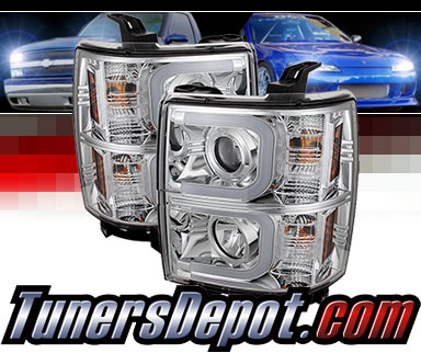 Sonar® Light Bar DRL Projector Headlights (Chrome) - 14-15 Chevy Silverado 1500