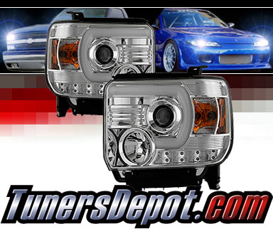 Sonar® Light Bar DRL Projector Headlights (Chrome) - 14-15 GMC Sierra (w/ Factory LED DRL)