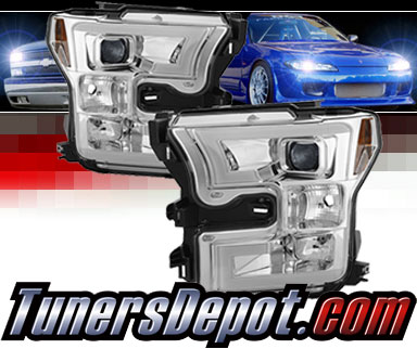 Sonar® Light Bar DRL Projector Headlights (Chrome) - 15-17 Ford F150 F-150