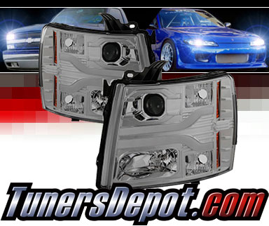 Sonar® Light Bar DRL Projector Headlights (Smoke) - 07-13 Chevy Silverado 1500