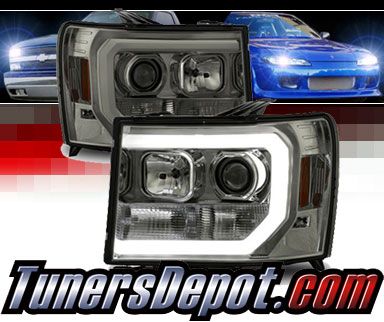 Sonar® Light Bar DRL Projector Headlights (Smoke) - 07-13 GMC Sierra (Incl. Denali & Hybrid)