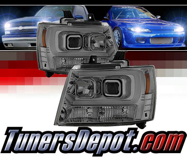 Sonar® Light Bar DRL Projector Headlights (Smoke) - 07-14 Chevy Avalanche (Version 2)