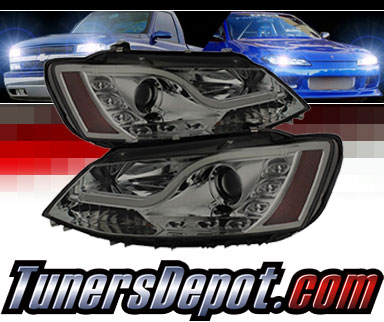 Sonar® Light Bar DRL Projector Headlights (Smoke) - 11-14 VW Volkswagen Jetta