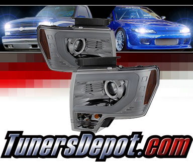 Sonar® Light Bar DRL Projector Headlights (Smoke) - 13-14 Ford F150 F-150 (w/ HID Only)