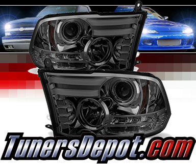 Sonar® Light Bar DRL Projector Headlights (Smoke) - 13-16 Dodge Ram Pickup (Exc. Factory Dual/Quad Lamp)