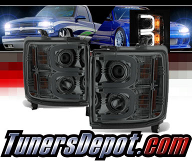 Sonar® Light Bar DRL Projector Headlights (Smoke) - 14-15 Chevy Silverado 2500 HD/3500 HD