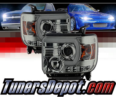 Sonar® Light Bar DRL Projector Headlights (Smoke) - 14-15 GMC Sierra (Exc. Factory LED DRL)