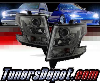 Sonar® Light Bar DRL Projector Headlights (Smoke) - 15-16 Chevy Tahoe