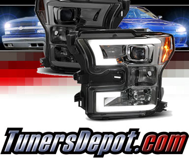 Sonar® Light Bar DRL Projector Headlights (Smoke) - 15-17 Ford F150 F-150