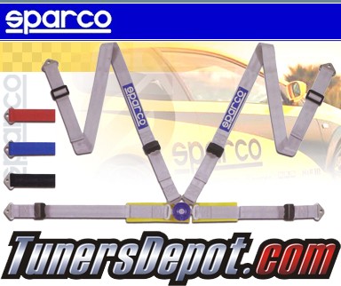 Sparco® Bolt-in Seat Belt Harness - 4 Point Cam Lock w/ Yellow Waist Protector (Black)