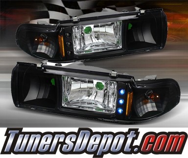 TD® 1 pc LED Crystal Headlights (Black) - 91-96 Chevy Caprice