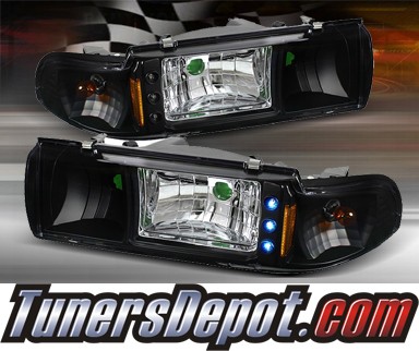 TD® 1 pc LED Crystal Headlights (Black) - 91-96 Chevy Impala