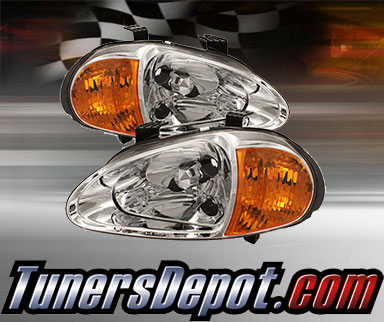 TD® 1pc Amber Crystal Headlights (Chrome) - 93-97 Honda Del Sol