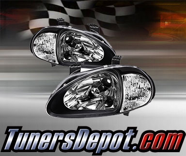 TD® 1pc Crystal Headlights (Black) - 93-97 Honda Del Sol