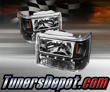 TD® 1pc Crystal Headlights (Black) - 93-98 Jeep Grand Cherokee