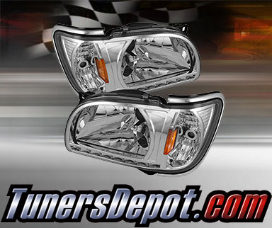 TD® 1pc DRL LED Crystal Headlights with Chrome Trim Corner Lights (Chrome) - 01-04 Toyota Tacoma