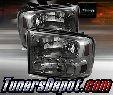 TD® 1pc Harley Style LED Crystal Headlights (Smoke) - 99-04 Ford F-250 F250 Super Duty