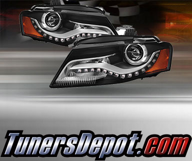TD® Amber Projector Headlights (Black) - 09-11 Audi A4 (Exc. Quattro)