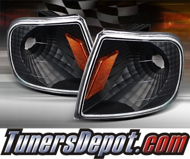 TD® Clear Corner Lights (JDM Black) - 97-03 Ford F150 F-150 w/ Amber Reflector
