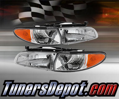 TD® Crystal Headlights + Amber Corner Lights Set (Chrome) - 97-03 Ponitac Grand Prix