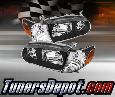 TD® Crystal Headlights (Black) - 01-02 Toyota Corolla