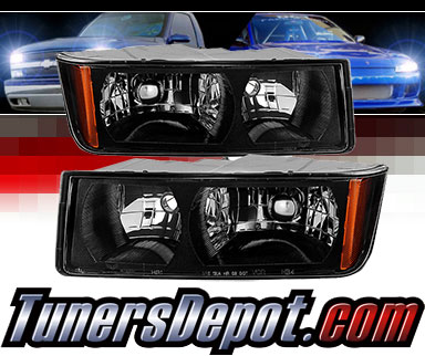 TD® Crystal Headlights (Black) - 02-06 Chevy Avalanche (w/ Body Cladding)