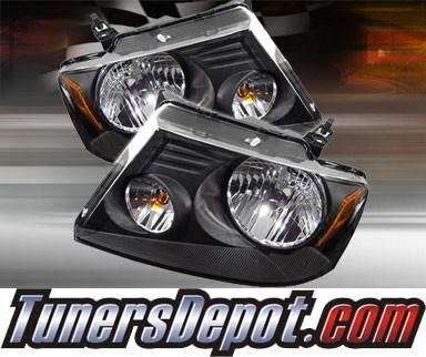 TD® Crystal Headlights (Black) - 04-08 Ford F150 (w/ Amber Reflector)