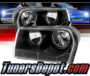 TD® Crystal Headlights (Black) - 05-08 Crysler 300 (with Halogen Non-Projection Style)