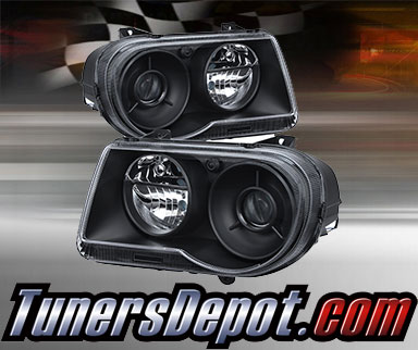 TD® Crystal Headlights (Black) - 05-10 Crysler 300C (with Halogen Projection Style)