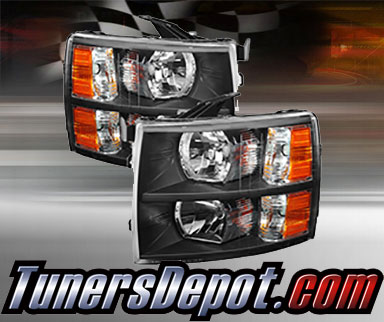 TD® Crystal Headlights (Black) - 07-13 Chevy Silverado 1500