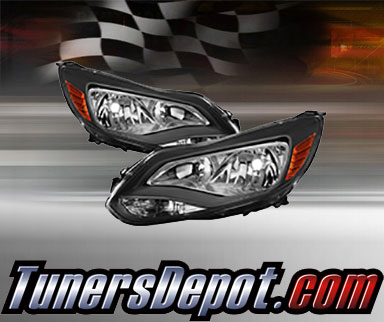 TD® Crystal Headlights (Black) - 12-14 Ford Focus